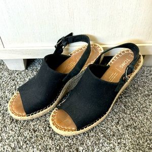 TOMS Black Monica Wedge Espadrille Size 8.5